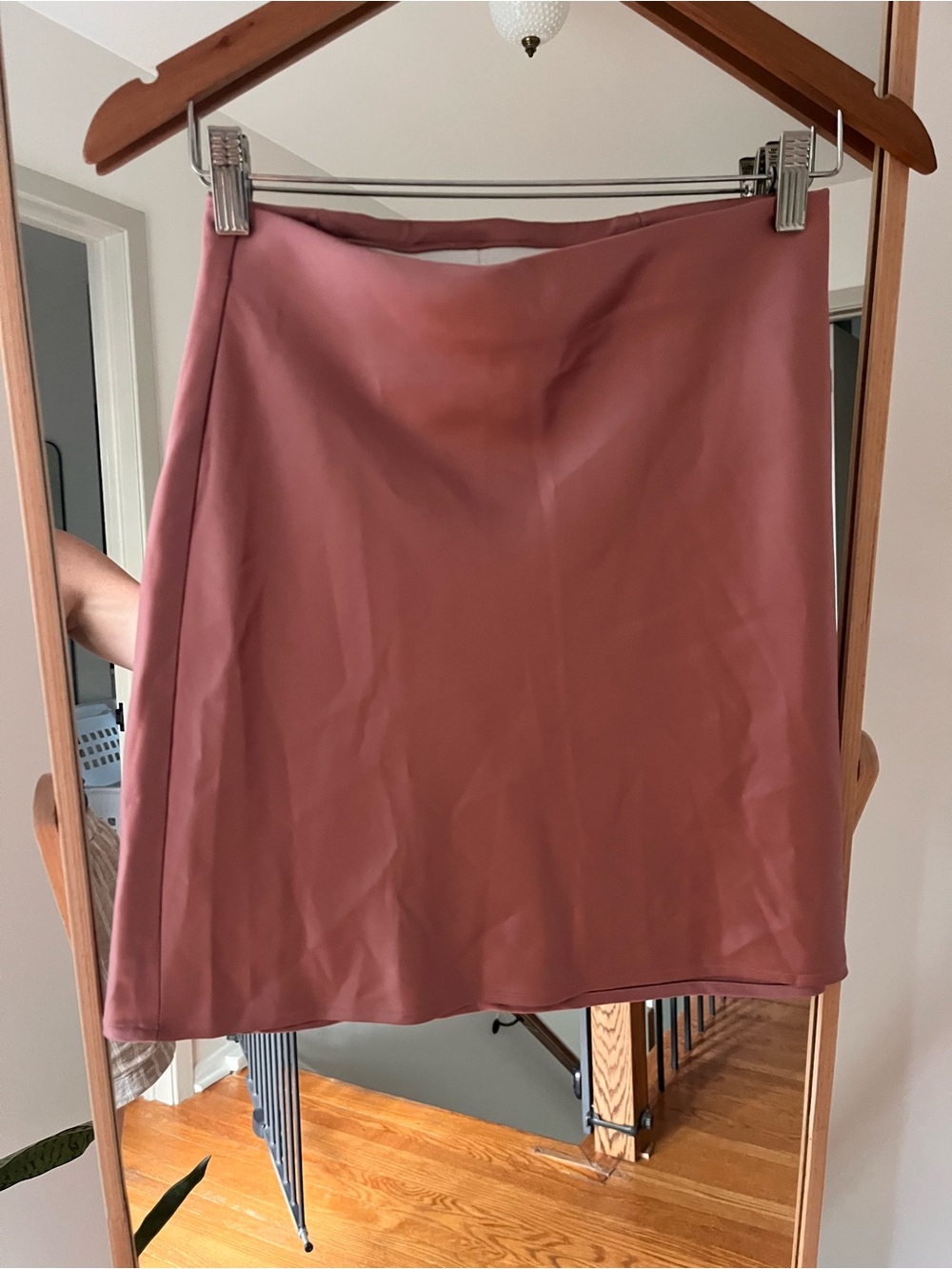 Pink Satin A-Line Skirt With Stretchy Waistband